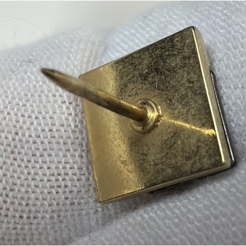 Vintage Pierre Cardin Square Black Lined Gold Tone Tie Bar Pin Tack